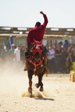 ISTANBUL, TURKIYE - Haziran 08, 2024: Etnospor Kültür Festivali 'nde Binicilik Şovu