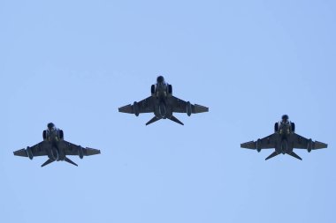 ISTANBUL, TURKIYE - JUNE 01, 2024: Turkish Air Force F-4s flying over Istanbul Aviation Museum during 113th anniversary of the foundation of the Turkish Air Force. clipart