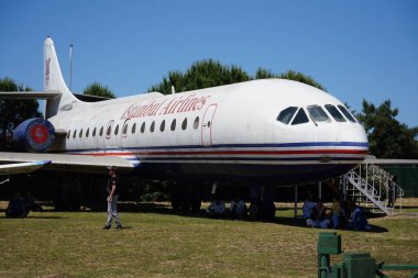 ISTANBUL, TURKIYE - Haziran 01, 2024: İstanbul Havayolları Sud Aviation SE 210 Caravelle 10R (253) İstanbul Havacılık Müzesi 'nde sergilendi