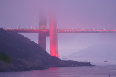 Yavuz Sultan Selim Bridge under fog in Istanbul City, Turkiye clipart