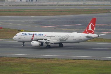 ISTANBUL, TURKIYE - JUNE 17, 2023: Turkish Airlines Airbus A321-231 (6599) landing to Istanbul International Airport clipart