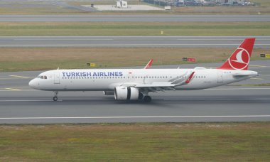 ISTANBUL, TURKIYE - JUNE 17, 2023: Turkish Airlines Airbus A321-271NX (11148) landing to Istanbul International Airport clipart