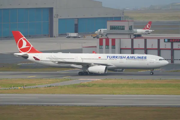 stock image ISTANBUL, TURKIYE - JUNE 17, 2023: Turkish Airlines Airbus A330-343X (1204) landing to Istanbul International Airport