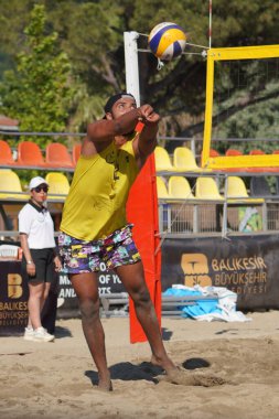 BALIKESIR, TURKIYE - JULY 09, 2023: Undefined athlete in action during Pro Beach Tour Erdek, Ocaklar Leg clipart