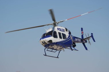 ESKISEHIR, TURKIYE - 17 Eylül 2023: Türk Polis Gücü Bell 429 Global Ranger (57092) Sivrihisar SHG Airshow 'da sergilendi