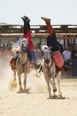 ISTANBUL, TURKIYE - Haziran 08, 2024: Etnospor Kültür Festivali 'nde Binicilik Şovu