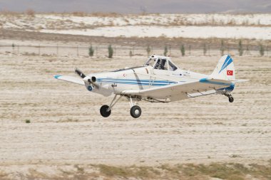 ESKISEHIR, TURKIYE - SEPTEMBER 17, 2023: Private Piper PA-25-260 Pawnee D (7656071) displayed at Sivrihisar SHG Airshow clipart