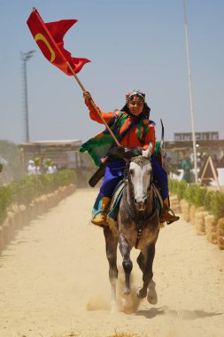 ISTANBUL, TURKIYE - Haziran 08, 2024: Etnospor Kültür Festivali 'nde Binicilik Şovu