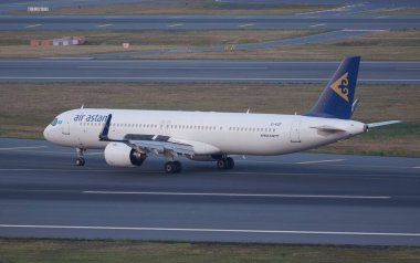 ISTANBUL, TURKIYE - JUNE 21, 2023: Air Astana Airbus A321-271NXLR (10427) landing to Istanbul International Airport clipart