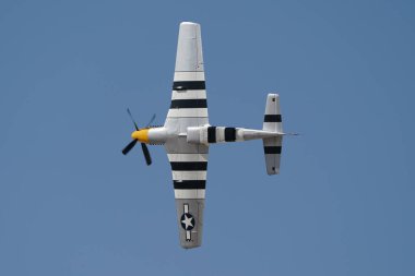 ESKISEHIR, TURKIYE - SEPTEMBER 16, 2023: M.S.O Hava ve Uzay Müzesi Kuzey Amerika P-51D Mustang (122-39608) Sivrihisar SHG Airshow 'da sergilendi