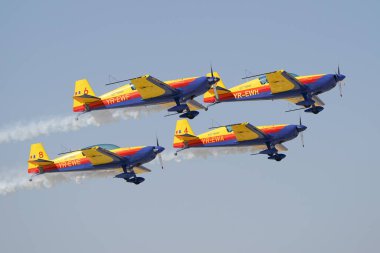 ESKISEHIR, TURKIYE - 17 Eylül 2023: Romen Şahin Aerobik Takımı Sivrihisar SHG Hava Gösterisinde sergilendi