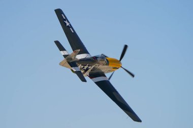 ESKISEHIR, TURKIYE - SEPTEMBER 16, 2023: M.S.O Hava ve Uzay Müzesi Kuzey Amerika P-51D Mustang (122-39608) Sivrihisar SHG Airshow 'da sergilendi