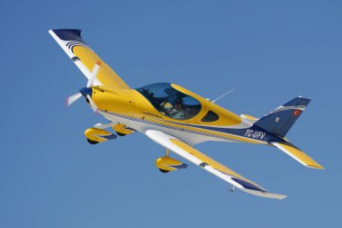 ESKISEHIR, TURKIYE - 16 Eylül 2023: Özel BRM Aero Bristell TDO (120) Sivrihisar SHG Airshow 'da sergilendi