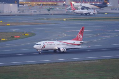 ISTANBUL, TURKIYE - JUNE 21, 2023: FlyJordan Boeing 737-33V (29342) landing to Istanbul International Airport clipart