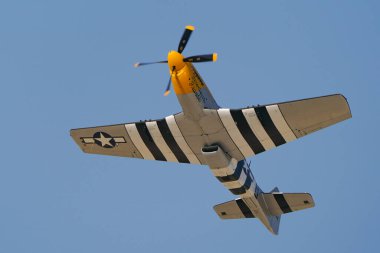 ESKISEHIR, TURKIYE - SEPTEMBER 16, 2023: M.S.O Hava ve Uzay Müzesi Kuzey Amerika P-51D Mustang (122-39608) Sivrihisar SHG Airshow 'da sergilendi