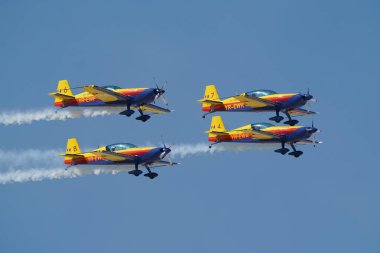 ESKISEHIR, TURKIYE - 17 Eylül 2023: Romen Şahin Aerobik Takımı Sivrihisar SHG Hava Gösterisinde sergilendi