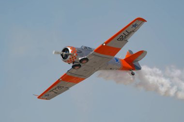 ESKISEHIR, TURKIYE - 16 Eylül 2023: M.S.O Hava ve Uzay Müzesi Kuzey Amerika AT-6G Texan (SA079) Sivrihisar SHG Airshow 'da sergilendi