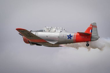 ESKISEHIR, TURKIYE - SEPTEMBER 22, 2024: Private North American AT-6G Texan (SA079) display in Sivrihisar SHG Airshow clipart