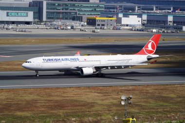 ISTANBUL, TURKIYE - JUNE 29, 2024: Turkish Airlines Airbus A330-303 (1487) landing to Istanbul International Airport clipart