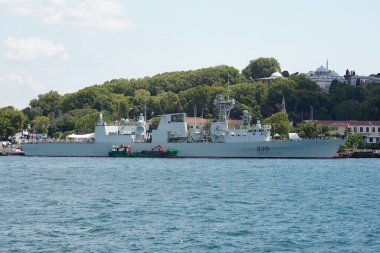 ISTANBUL, TURKIYE - JULY 27, 2024: HMCS Charlottetown FFH 339 Frigate in Istanbul Port clipart