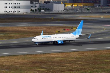 ISTANBUL, TURKIYE - JUNE 29, 2024: Pobeda Boeing 737-8LJ (41205) landing to Istanbul International Airport clipart