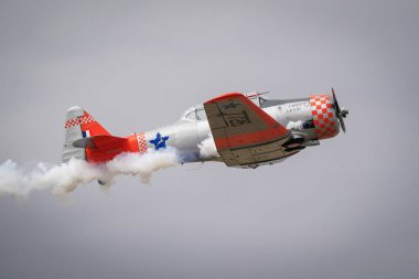 ESKISEHIR, TURKIYE - SEPTEMBER 22, 2024: Private North American AT-6G Texan (SA079) display in Sivrihisar SHG Airshow clipart