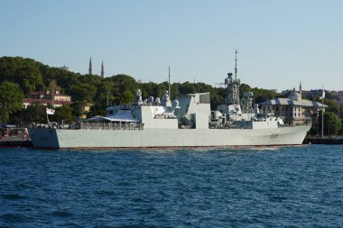 ISTANBUL, TURKIYE - JULY 27, 2024: HMCS Charlottetown FFH 339 Frigate in Istanbul Port clipart