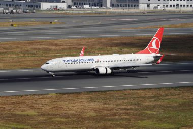 ISTANBUL, TURKIYE - JUNE 29, 2024: Turkish Airlines Boeing 737-9F2ER (42012) landing to Istanbul International Airport clipart