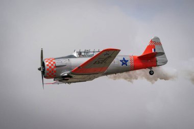 ESKISEHIR, TURKIYE - SEPTEMBER 22, 2024: Private North American AT-6G Texan (SA079) display in Sivrihisar SHG Airshow clipart