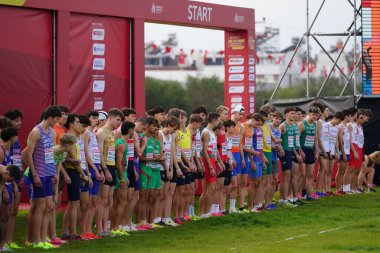 ANTALYA, TURKIYE - DECEMBER 08, 2024: Athletes running during European Cross Country Championships clipart