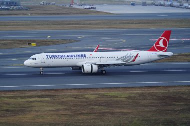 ISTANBUL, TURKIYE - 11 Temmuz 2024: Türk Havayolları Airbus A321-271NX (8794) İstanbul Uluslararası Havaalanına indi