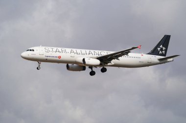 ISTANBUL, TURKIYE - 11 Temmuz 2024: Türk Havayolları Airbus A321-231 (2868) İstanbul Uluslararası Havaalanına indi