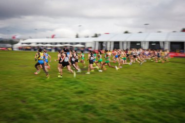 ANTALYA, TURKIYE - 08 Aralık 2024: Avrupa Kros Şampiyonası sırasında koşan sporcular