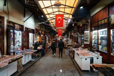 GAZIANTEP, TURKIYE - Şubat 01, 2025: Gaziantep 'teki Tarihsel Bakır Çarşısı