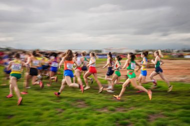 ANTALYA, TURKIYE - 08 Aralık 2024: Avrupa Kros Şampiyonası sırasında koşan sporcular