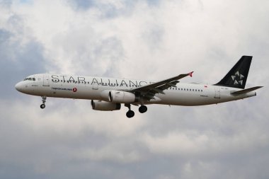 ISTANBUL, TURKIYE - 11 Temmuz 2024: Türk Havayolları Airbus A321-231 (5083) İstanbul Uluslararası Havaalanına indi