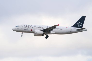 ISTANBUL, TURKIYE - 11 Temmuz 2024: Türk Havayolları Airbus A320-232 (3718) İstanbul Uluslararası Havaalanına indi