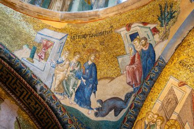 İSTANBUL, TURKIYE - Mart 01, 2025: Chora Kilisesi 'nde Mozaik, Fstih Bölgesi' nde Kariye Camii