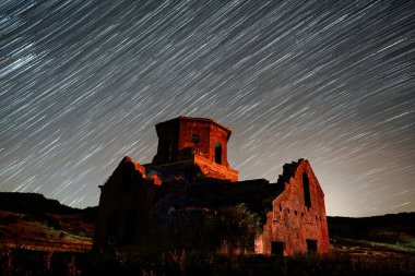 Kapadokya 'daki Kızıl Kilise' de Yıldız Yolları, Nevsehir Şehri, Türkiye