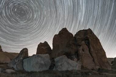Cappadocia, Nevsehir City, Türkiye 'de Yıldız İzleri Kaya oluşumları