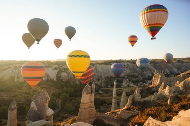 Kapadokya 'da Sıcak Hava Balonu, Nevsehir Şehri, Türkiye