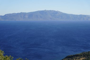 Lesvos Adası manzarası Türkiye 'nin Ege tarafından