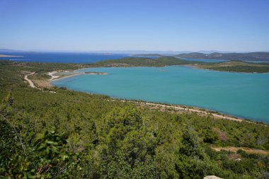 Ayvalik, Balikesir Şehri, Türkiye 'deki Seytan Sofrasi Tepesinden görüntü