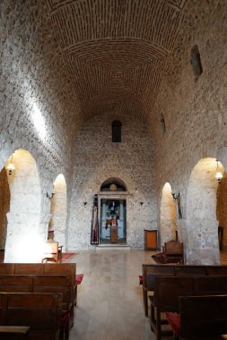 MARDIN, TURKIYE - Şubat 03, 2025: Midyat Town, Mardin 'deki Mor Gabriel Manastırı