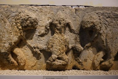 SANLIURFA, TURKIYE - ŞUBAT 02, 2025: Şanlıurfa Arkeoloji ve Mozaik Müzesinde Aslan ve İnsani Yardım