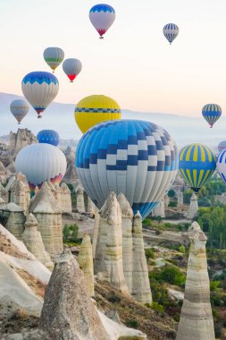 Kapadokya 'da Sıcak Hava Balonu, Nevsehir Şehri, Türkiye