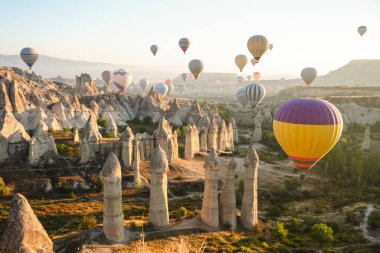 Kapadokya 'da Sıcak Hava Balonu, Nevsehir Şehri, Türkiye
