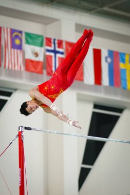 ANTALYA, TURKIYE - 23 Mart 2025: Jialei Liao FIG Artistik Jimnastik Aletleri Dünya Kupası 2025, Antalya