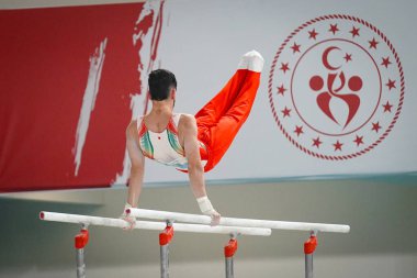 ANTALYA, TURKIYE - 23 Mart 2025: Bilal BellaOUI FIG Artistik Jimnastik Aletleri Dünya Kupası 2025, Antalya