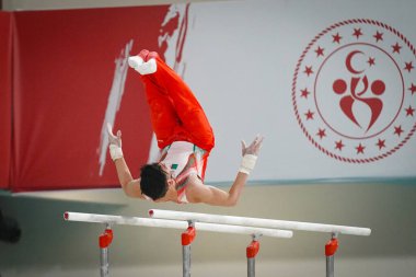 ANTALYA, TURKIYE - 23 Mart 2025: Bilal BellaOUI FIG Artistik Jimnastik Aletleri Dünya Kupası 2025, Antalya